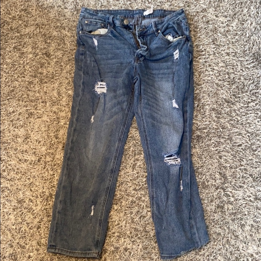 Blue ripped jeans
